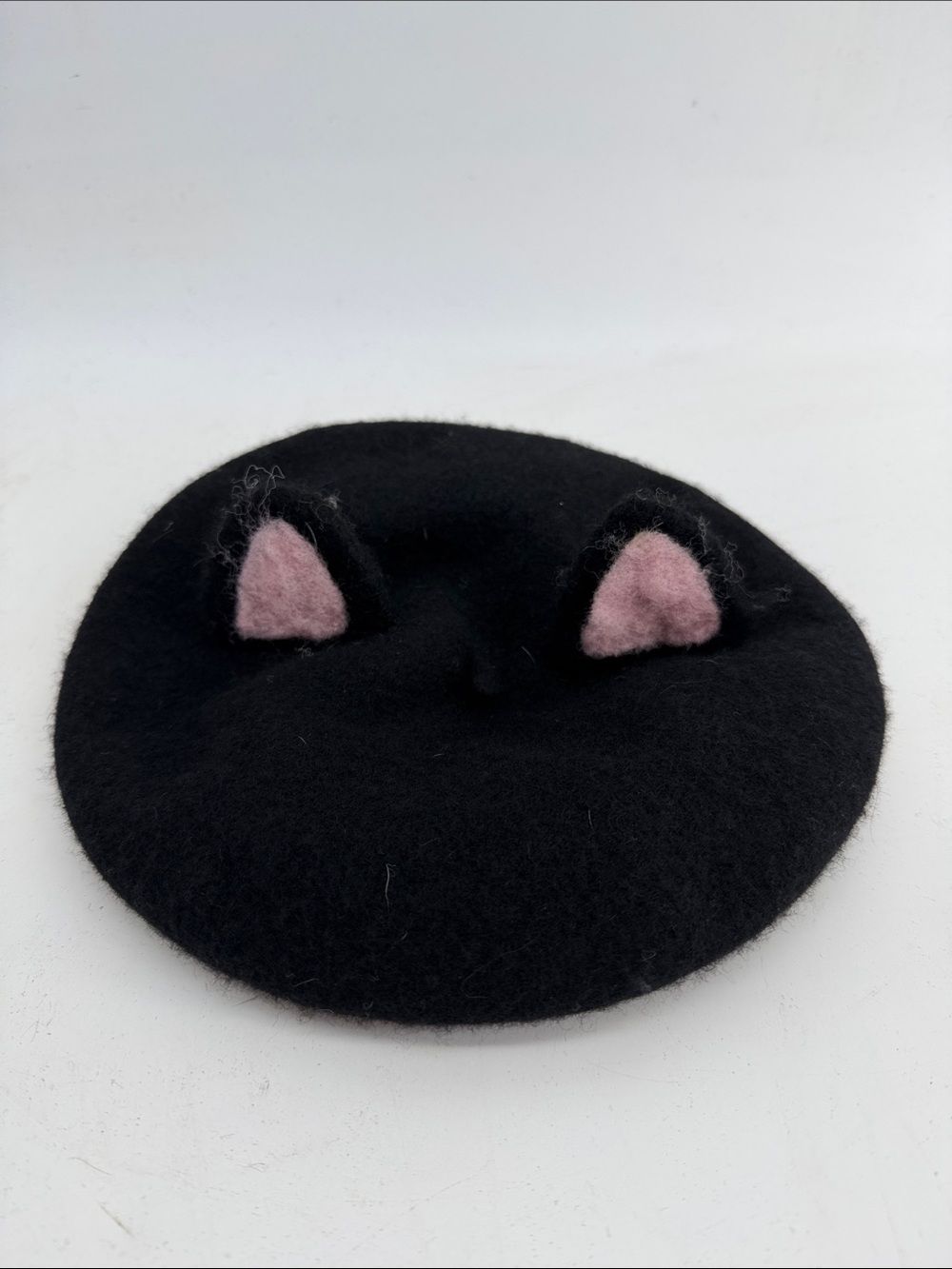 I Love Plum wool blend cat kitty ear beret hat